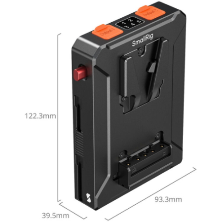 SmallRig 5653 - inteligentny adapter zasilania z płytka montażową do akumulatorów V-Mount (wersja podstawowa) - wymiary